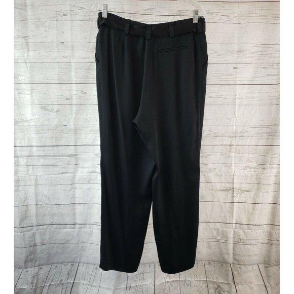 Jeanne Lanvin Womens Cropped Pants Sz 42 US 12 Black Tapered Leg Belted - Picture 3 of 6